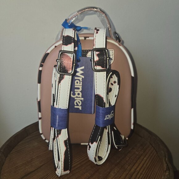 Wrangler Pink Cow Print Backpack Bag with Clip-on Coin Purse Brand New with Tags - Picture 7 of 10